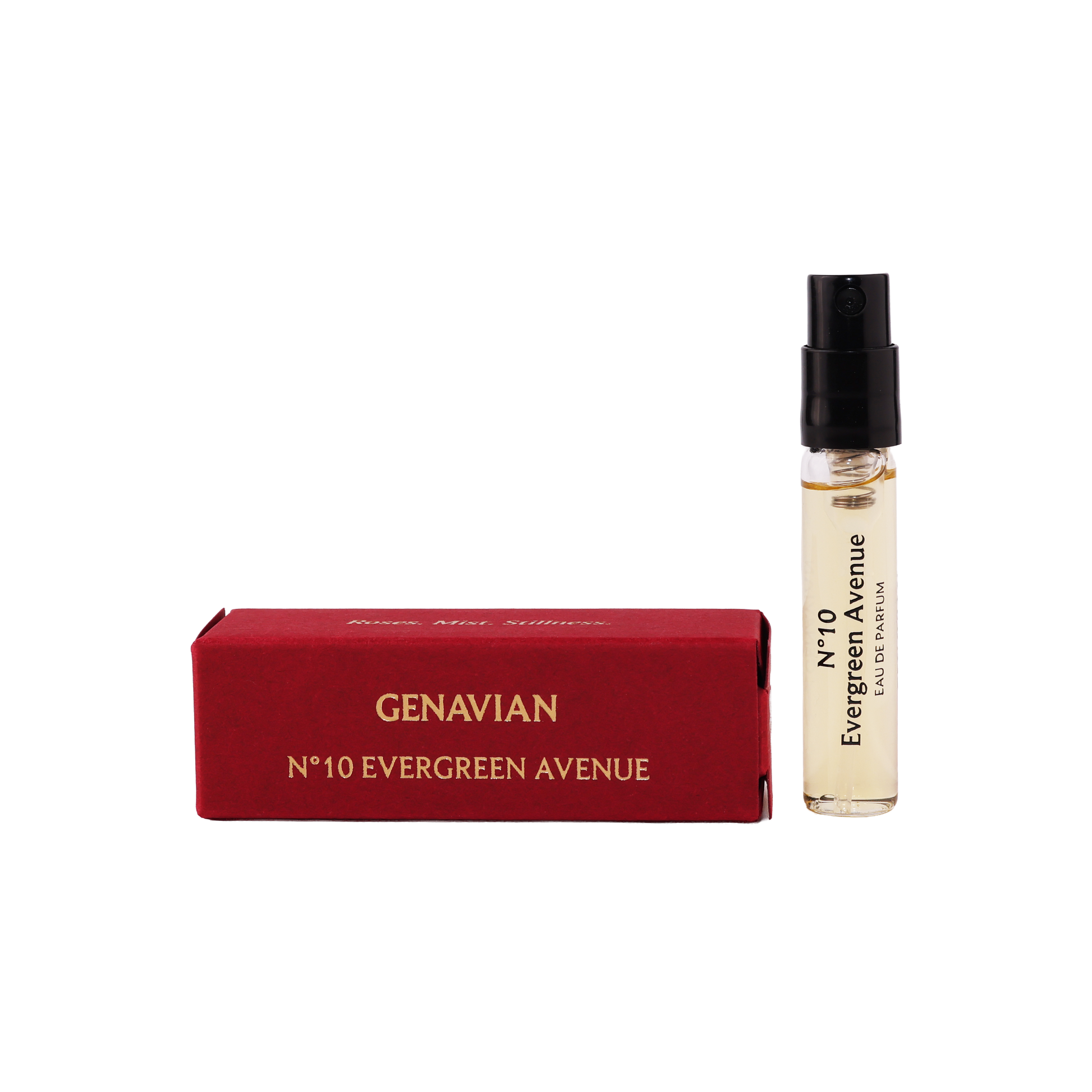 Genavian N°10 Evergreen Avenue sample size bottle and packaging 