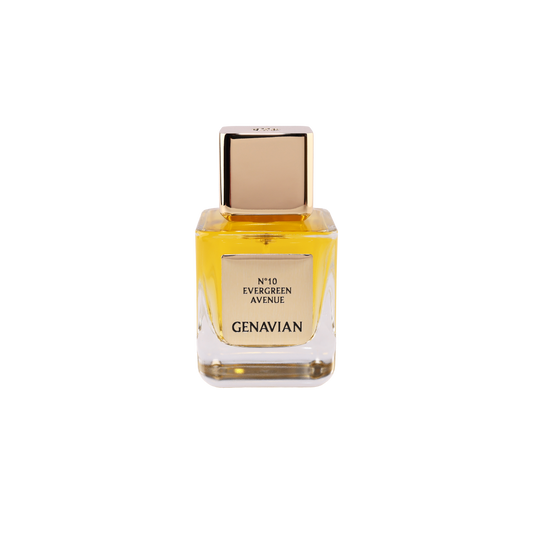 Front view of N°10 Evergreen Avenue perfume bottle